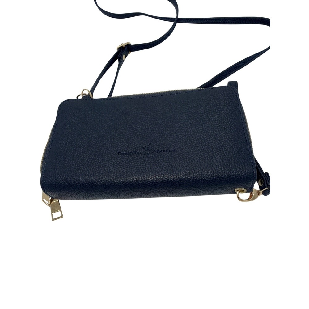 NWT Beverly Hills Polo Club Women Crossbody Blue Vegan Leather Zippered Wallet/P - Picture 7 of 7